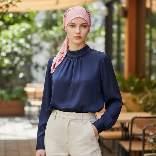 NATHALIE Foulard Cheveux Femme Moderne Chimio Rose à motifs