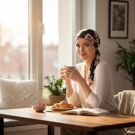 RAPHAËLLE Foulard Cheveux Femme Modern Chimio Noir à motifs