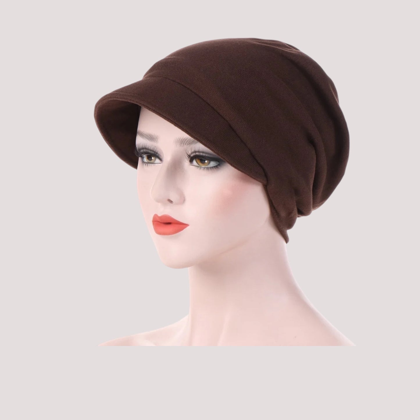 SYLVIE Casquette Foulard Coton Chimio Femme Marron