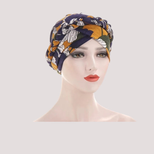Turban Foulard Femme Moderne Chimio Violet Orange à motifs