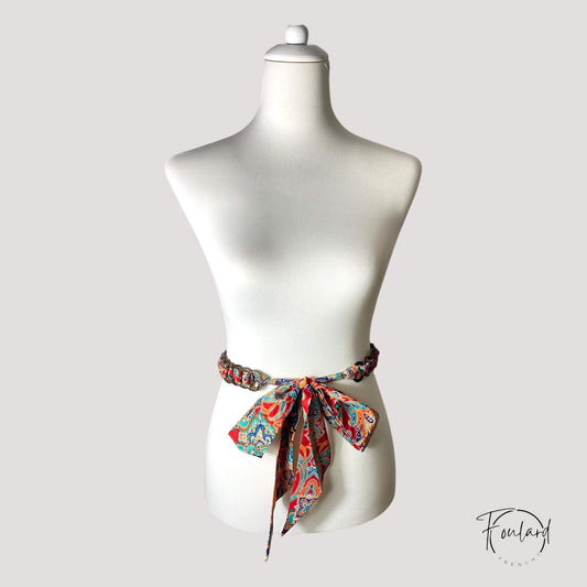 Ceinture foulard bohème rouge à anneaux