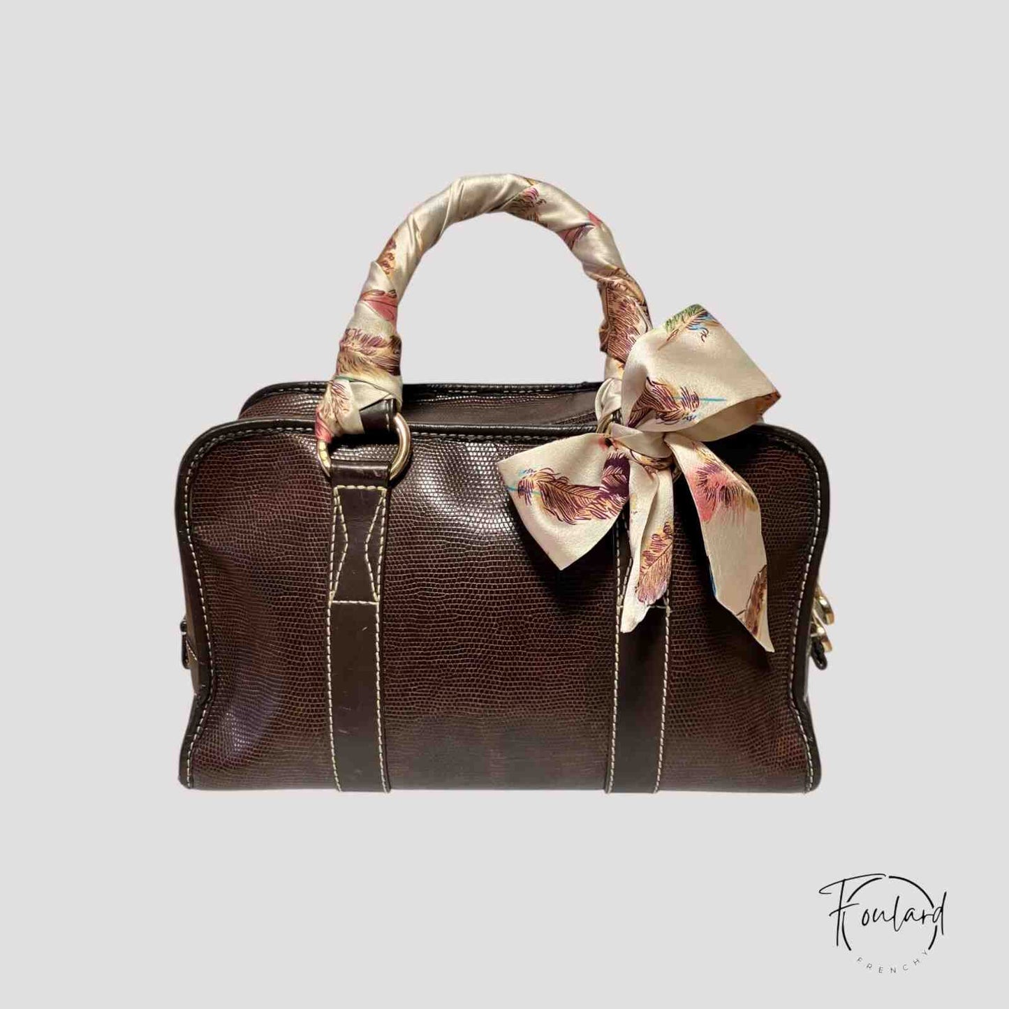 Ceinture foulard crème à motif plume
