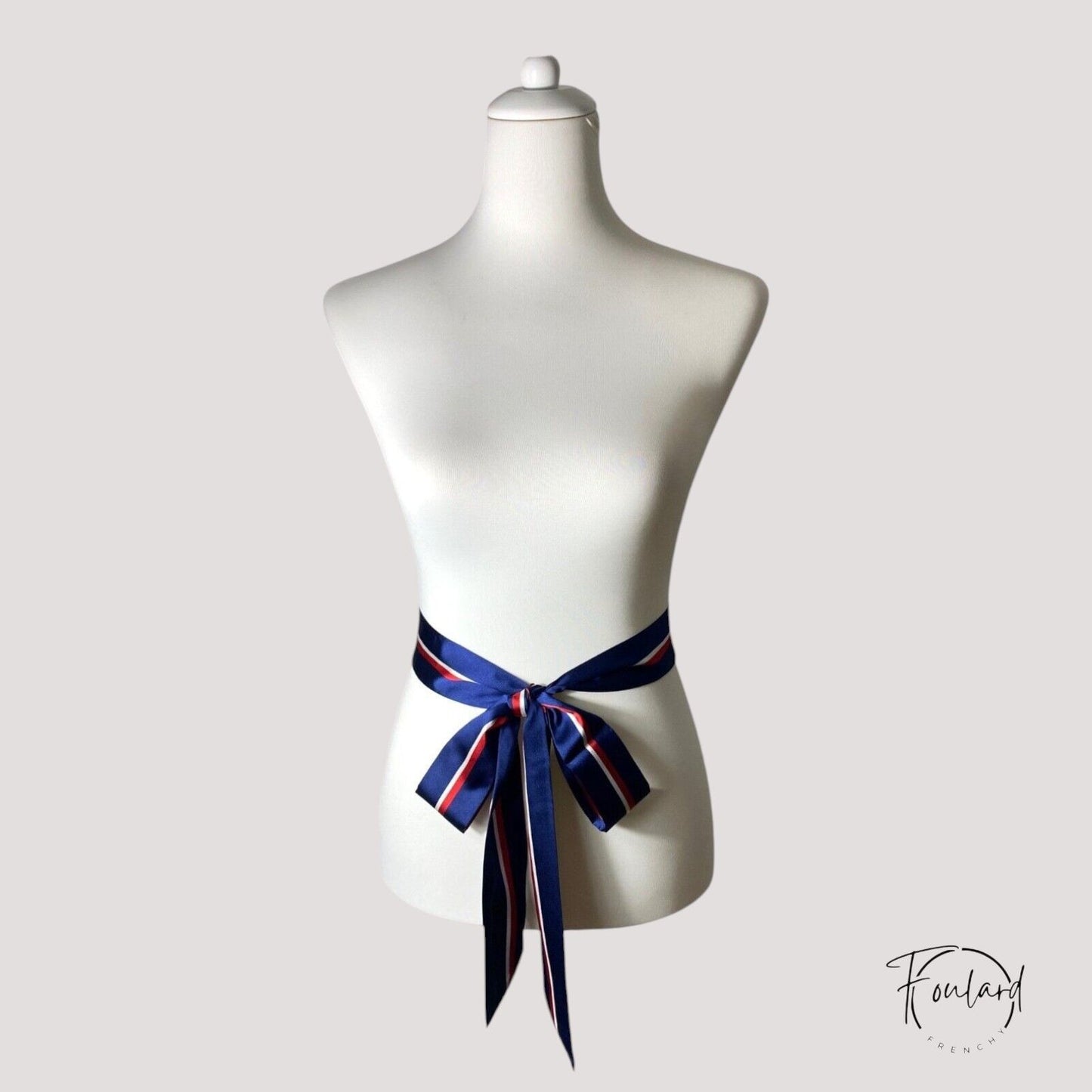 Ceinture foulard bleu à rayures tricolores