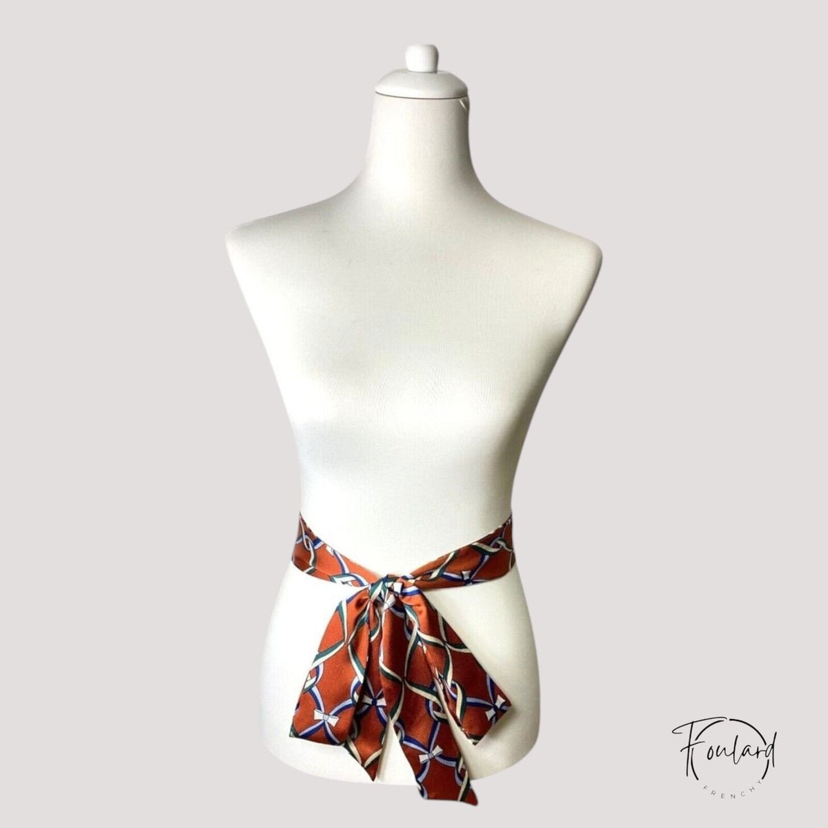 Ceinture foulard brique à motif entrelacé