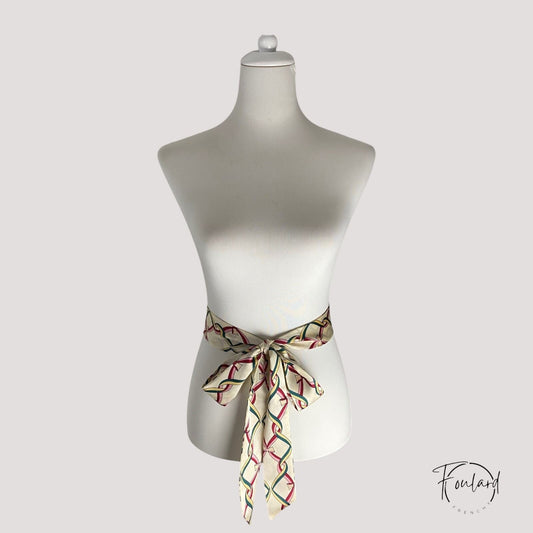 Ceinture foulard crème à rubans entrelacés