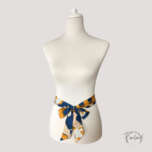 Ceinture foulard graphique bleu safran