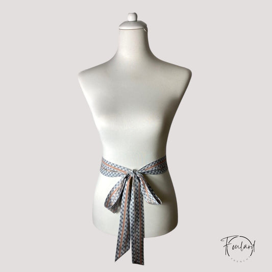 Ceinture foulard motif chevron gris