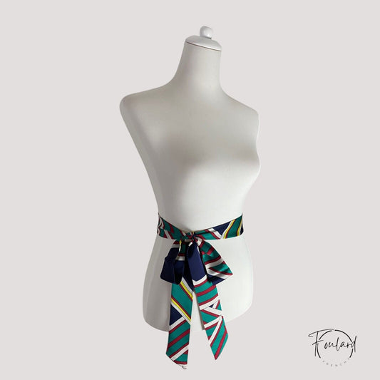 Ceinture foulard à rayures vertes et rouges
