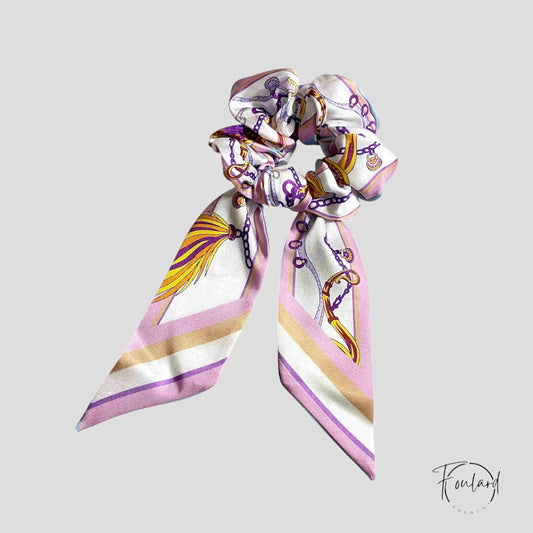 Chouchou Foulard Motif Équestre Parme
