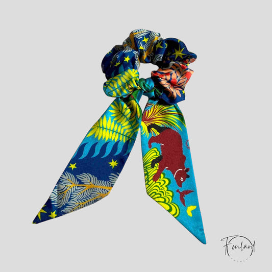 Chouchou Foulard Exotique Bleu