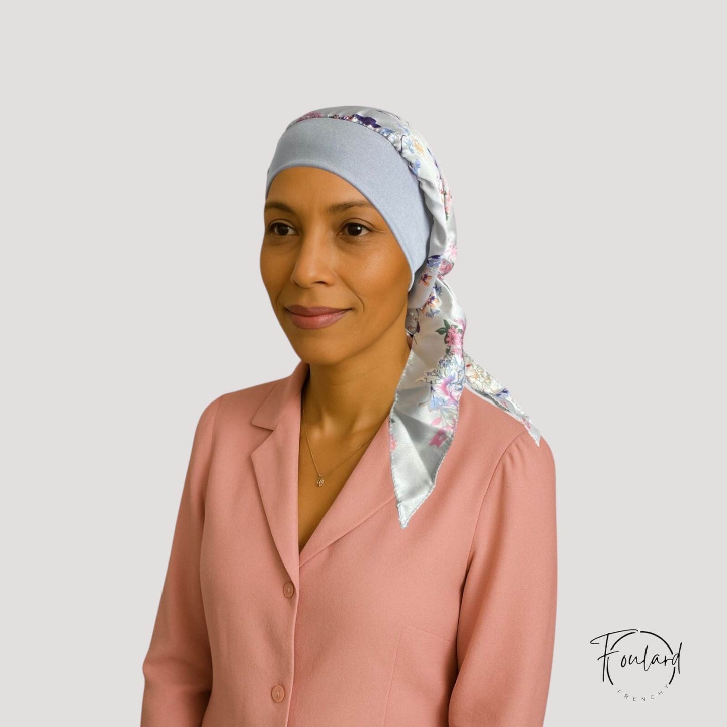 JUDITH Foulard Cheveux Femme Moderne Chimio Gris à motifs