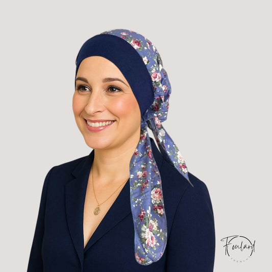 MARION Foulard long chimio violet - Fleuri
