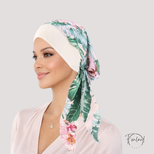 ANNA Foulard Cheveux Femme Moderne Chimio Vert à motifs
