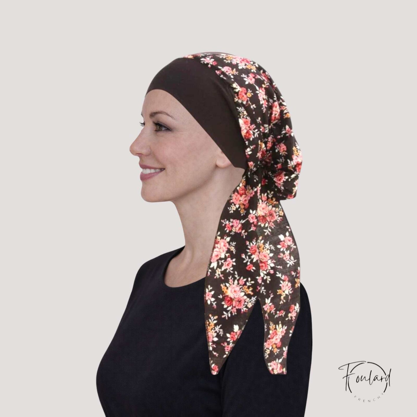 LAETITIA Foulard long chimio noir - Fleuri