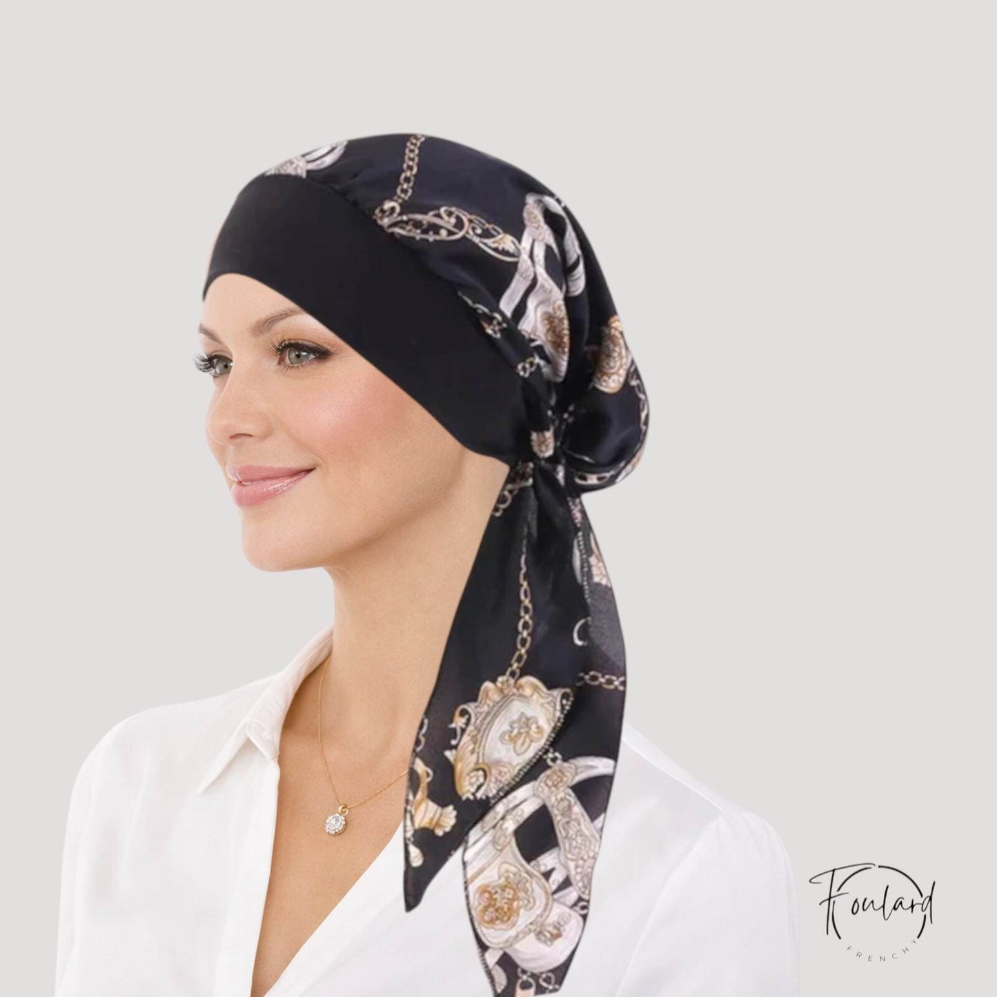 ADALINE Foulard long chimio noir et dessins doré - Baroque