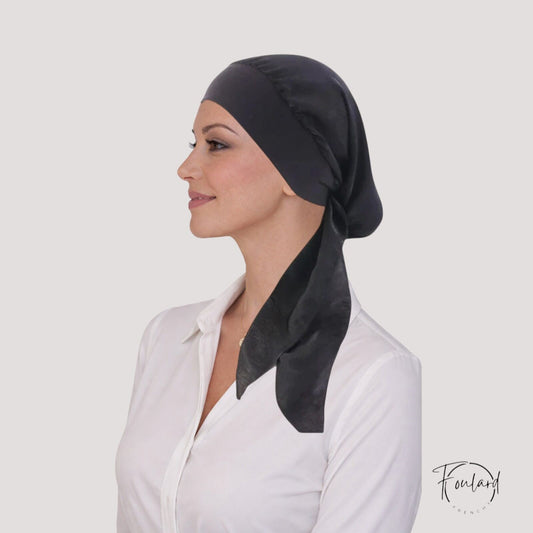 ANNE Foulard Chimio Cheveux Femme Noir uni