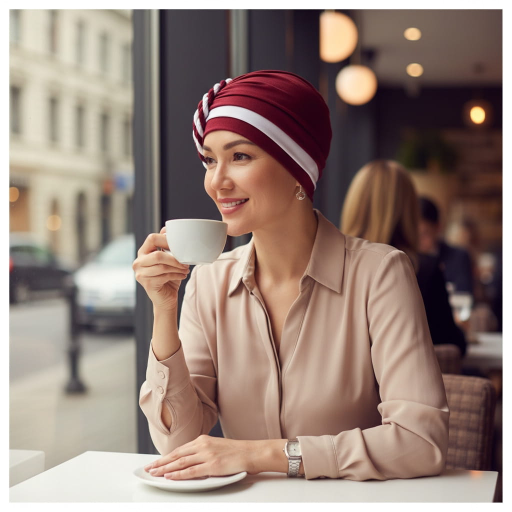 Foulard bonnet chimio rouge - Marinière