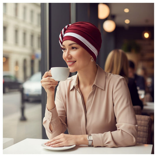 Foulard bonnet chimio rouge - Marinière