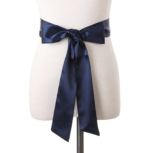 La ceinture foulard femme MARJORIE pour robe ou pantalon, couleur bleu marine, chez foulard frenchy