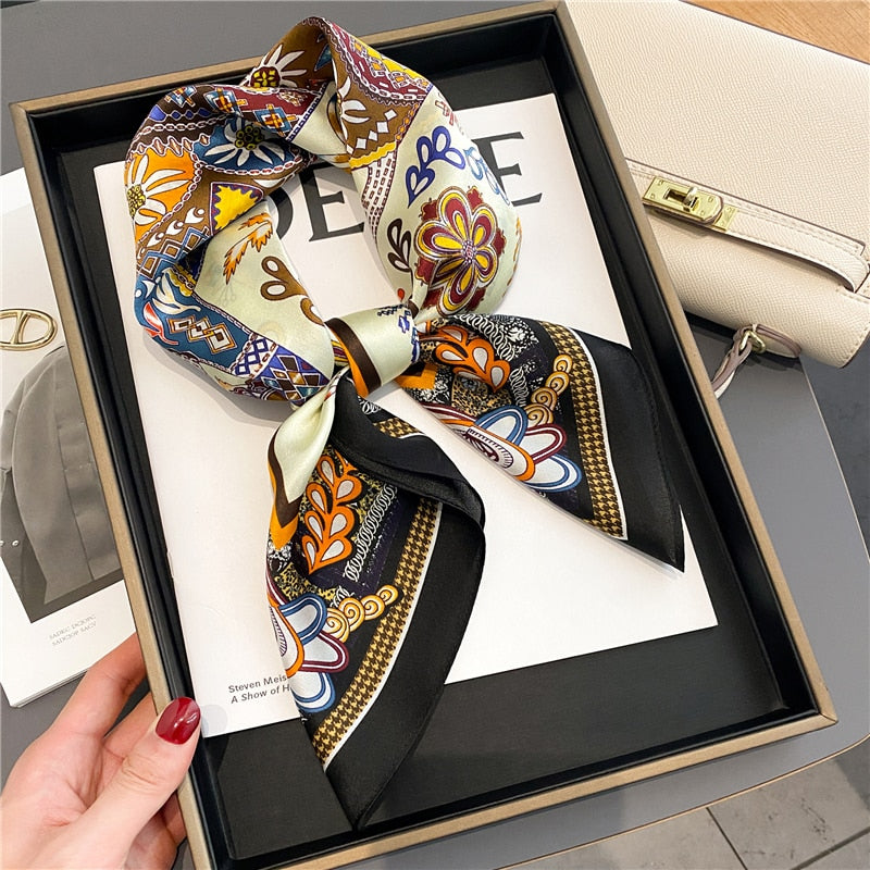 AUXANE Foulard Cheveux Femme Carré Soie