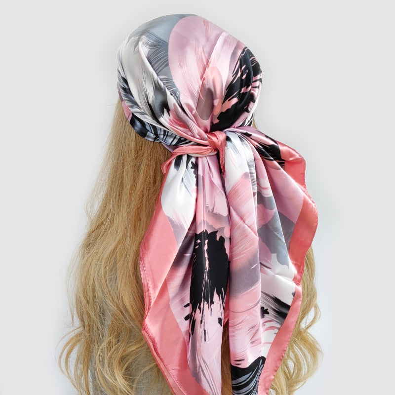 le foulard cheveux femme PATRICIA couleur Rose à motifs chez Foulard Frenchy