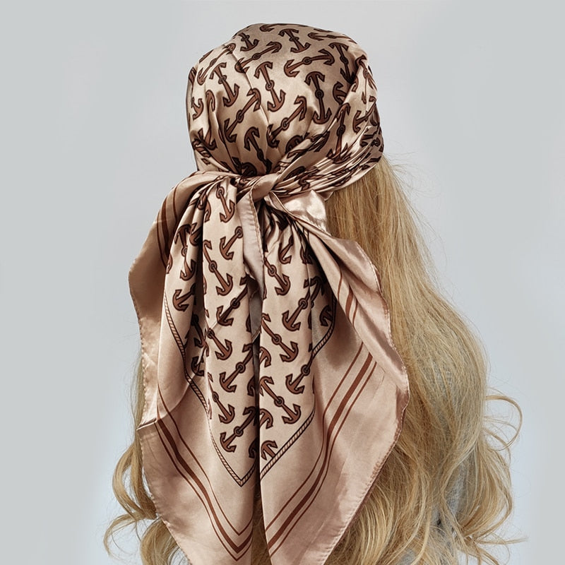 Foulard cheveux femme modèle pauline couleur bronze motifs géométriques