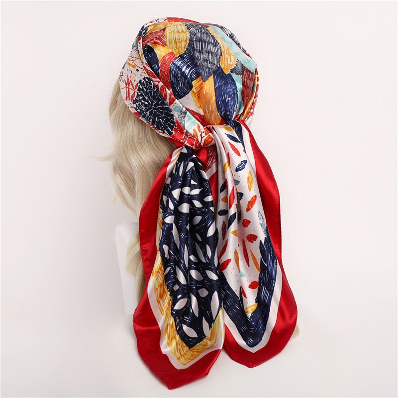 Le foulard cheveux femme CLEMENCE multicolore à motifs de chez Foulard Frenchy