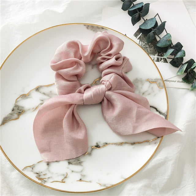 Chouchou Foulard Court Uni Rose