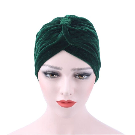 Foulard bonnet chimio vert - Velours