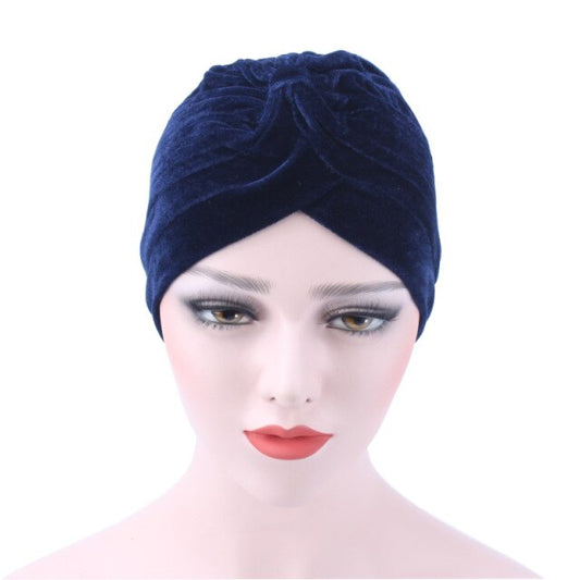 Foulard bonnet chimio bleu - Velours