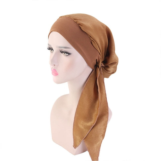 VIRGINIE foulard cheveux femme marron (chimio) uni moderne