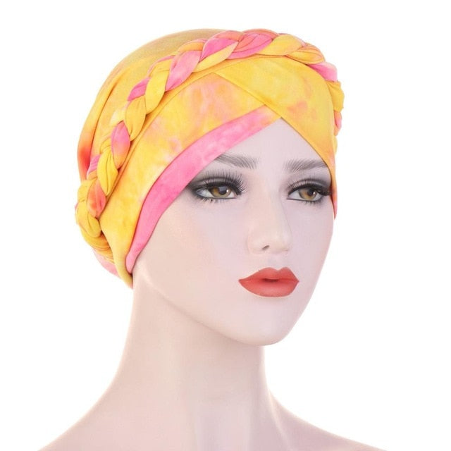 Foulard turban chimio jaune - Pastel