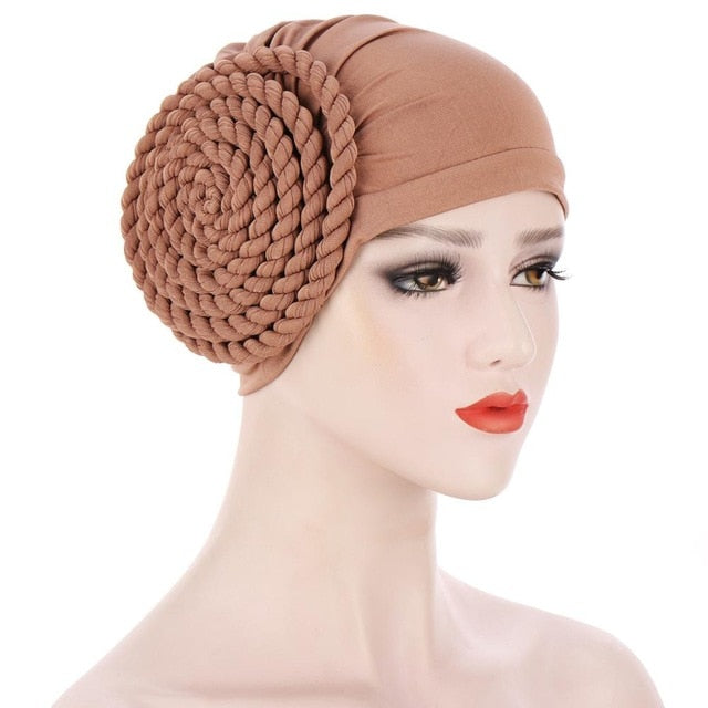 Foulard bonnet chimio brun - Uni