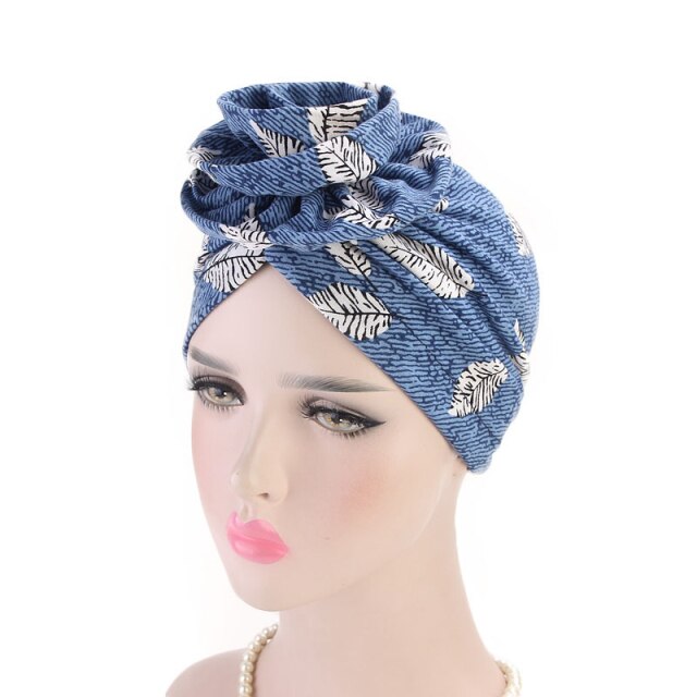Foulard turban chimio bleu - Exontine