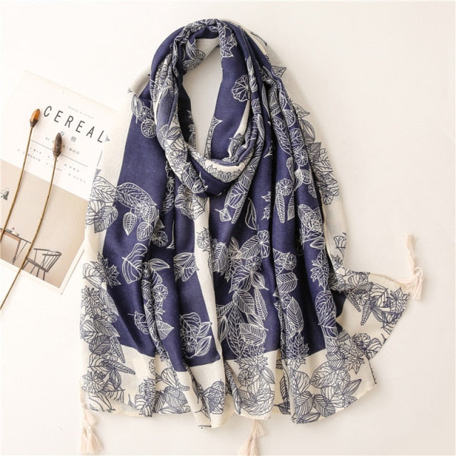 Foulard pour femme 180 bleu - Linnea