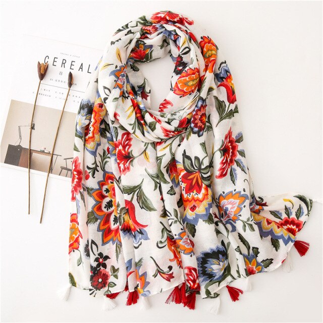 Foulard pour femme 180 blanc - Sanna